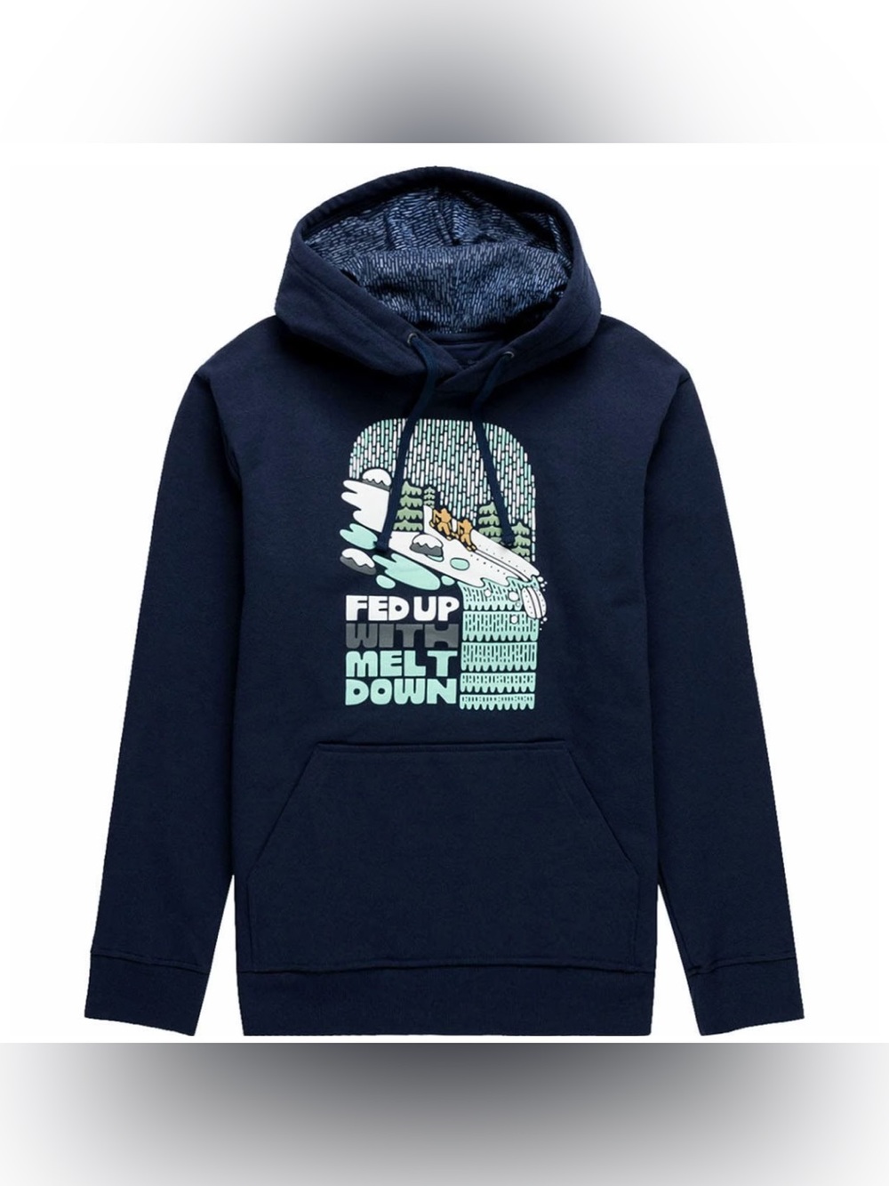 Patagonia Fed Up With Melt Down Uprisal Navy Blue Graphic Pullover Hoodie - S